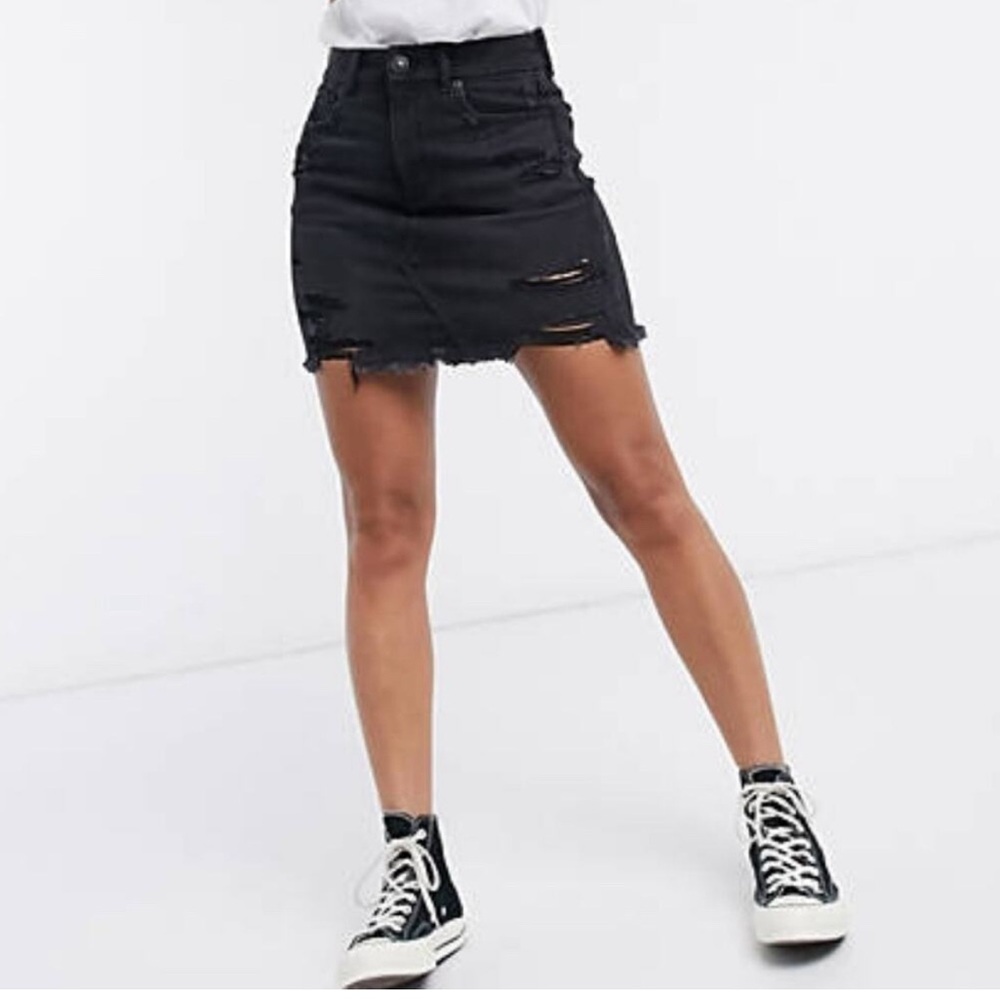 American Eagle next level stretch Curvy high rise mini denim skirt